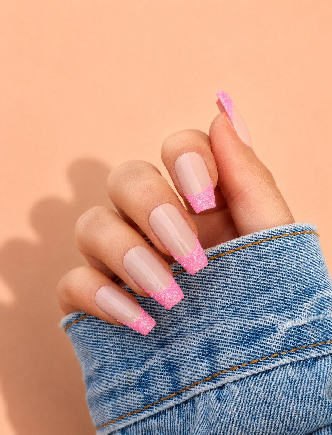 Pink Glitter French