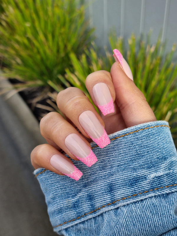 Pink Glitter French