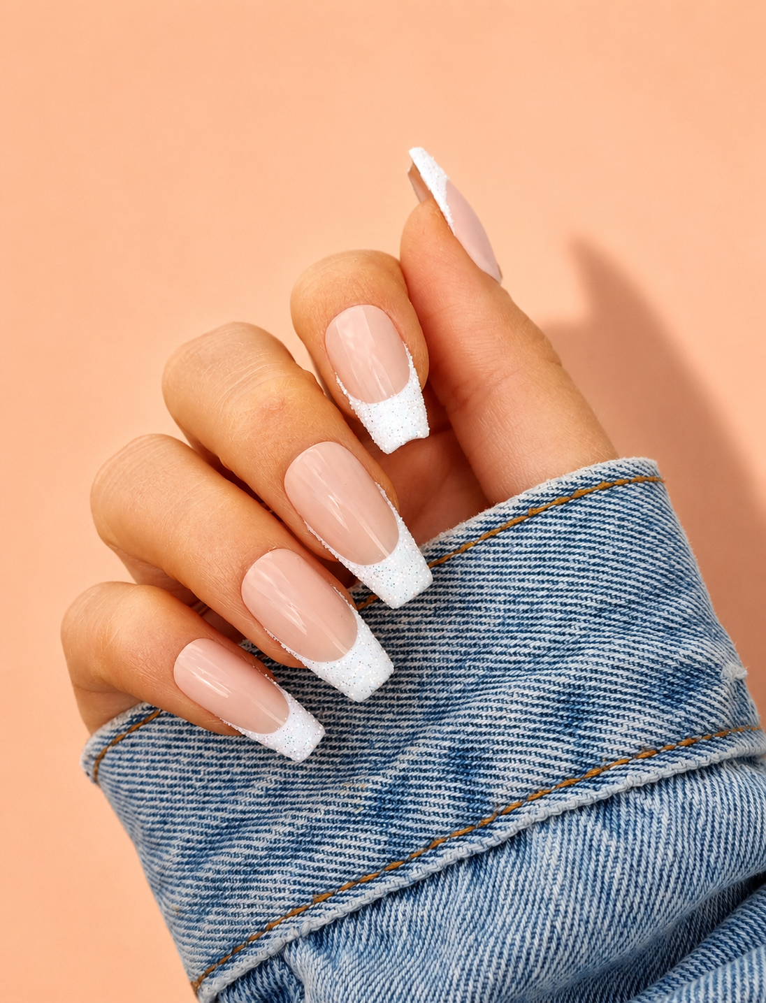 White Glitter French